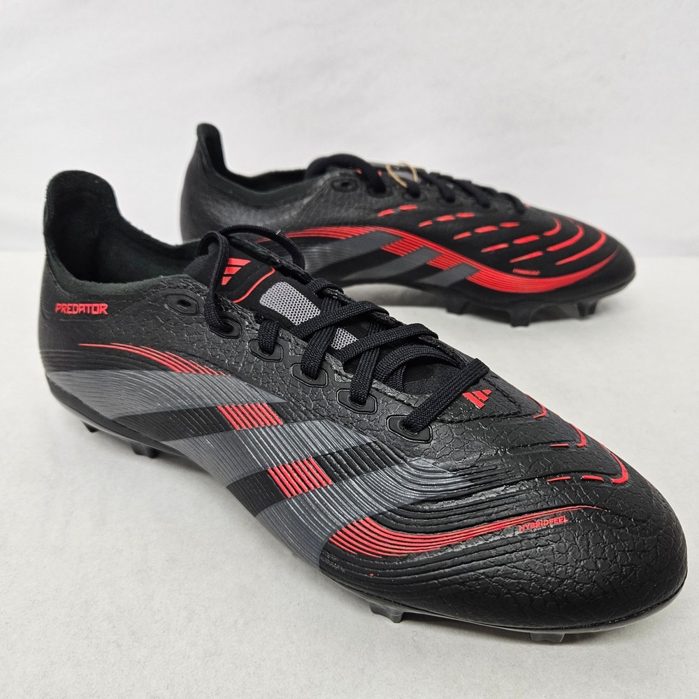 Adidas Predator League FG/MG Soccer Cleats ID1328 Black Grey Red Men's Sz 7.5‎